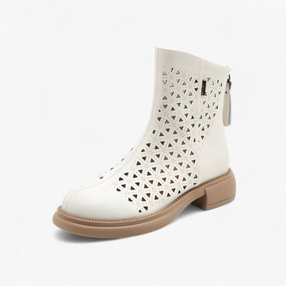 Irene | Sommerstiefel mit durchbrochenem Plateau und hinterem Reißverschluss