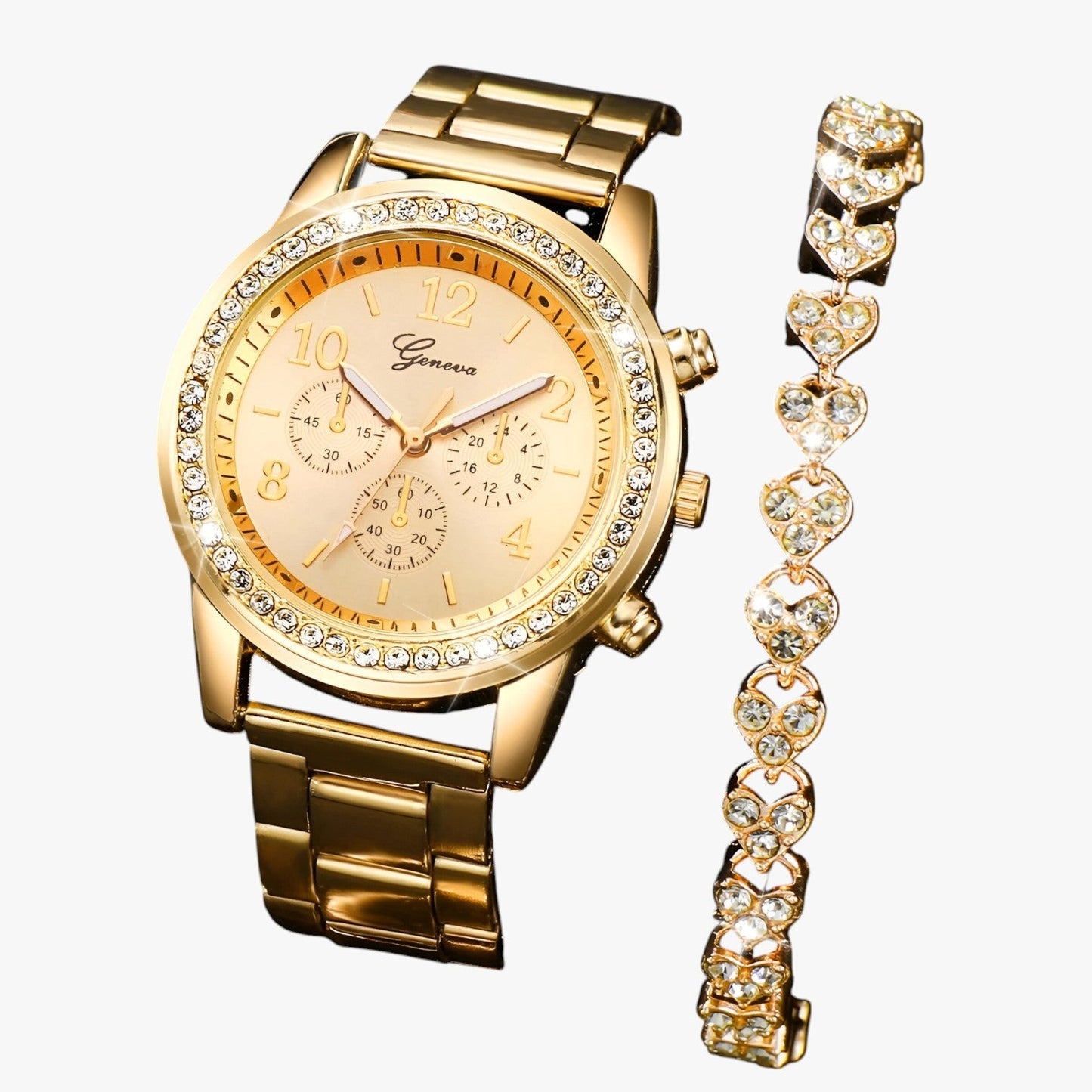 Khloe | Elegante Uhr mit Armband aus Gold und Diamanten