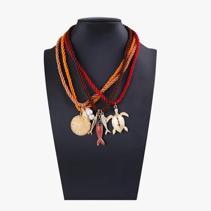 Rose | ZAA Tieranhänger Kette mit sommerlichem Kordelband personalisiert