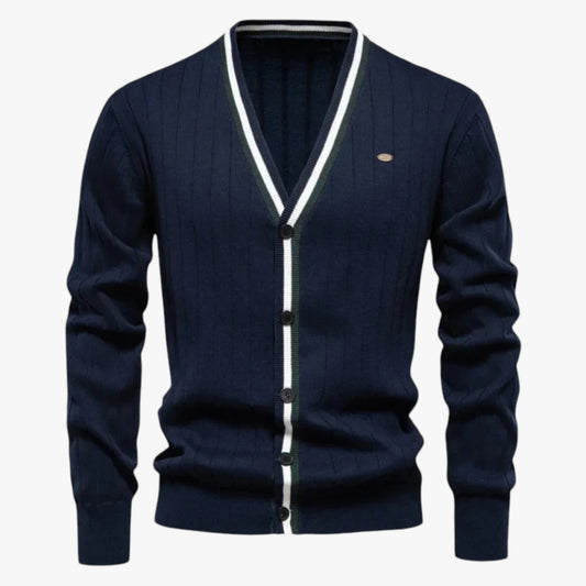 Jeremy | Herren-Lana-Cardigan mit V-Ausschnitt, warmes Color-Block-Design für Herbst/Winter