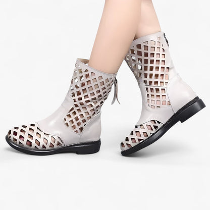 Leah | Knöchellange Stiefel aus echtem Leder mit Keil und modernem Schnitt