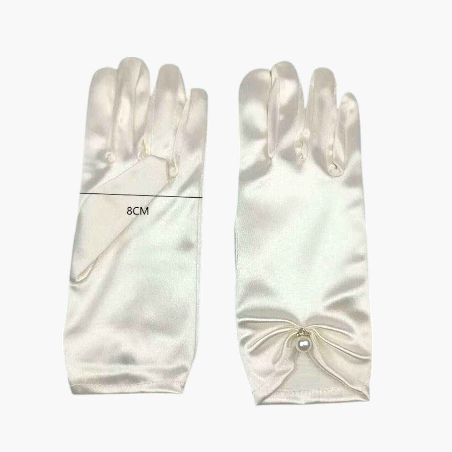 Leila | Elegante Satinhandschuhe mit Perlen Perfekt für Zeremonien und besondere Anlässe
