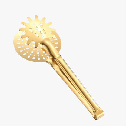 Dallas | Küchenzange 7-in-1 Gold – Sieb, Clip, Spachtel und Abtropfsieb in Einem