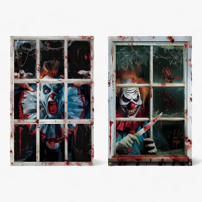 Blutdurstige Dunkelheit | Fenstervorhänge mit Halloween-Silhouette - Gruselige Horror-Dekoration