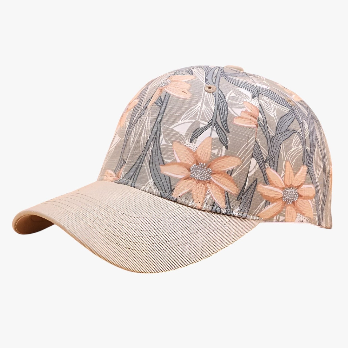 Ezra | Baumwoll-Basecap mit Blätterdruck und Sonnenvisier