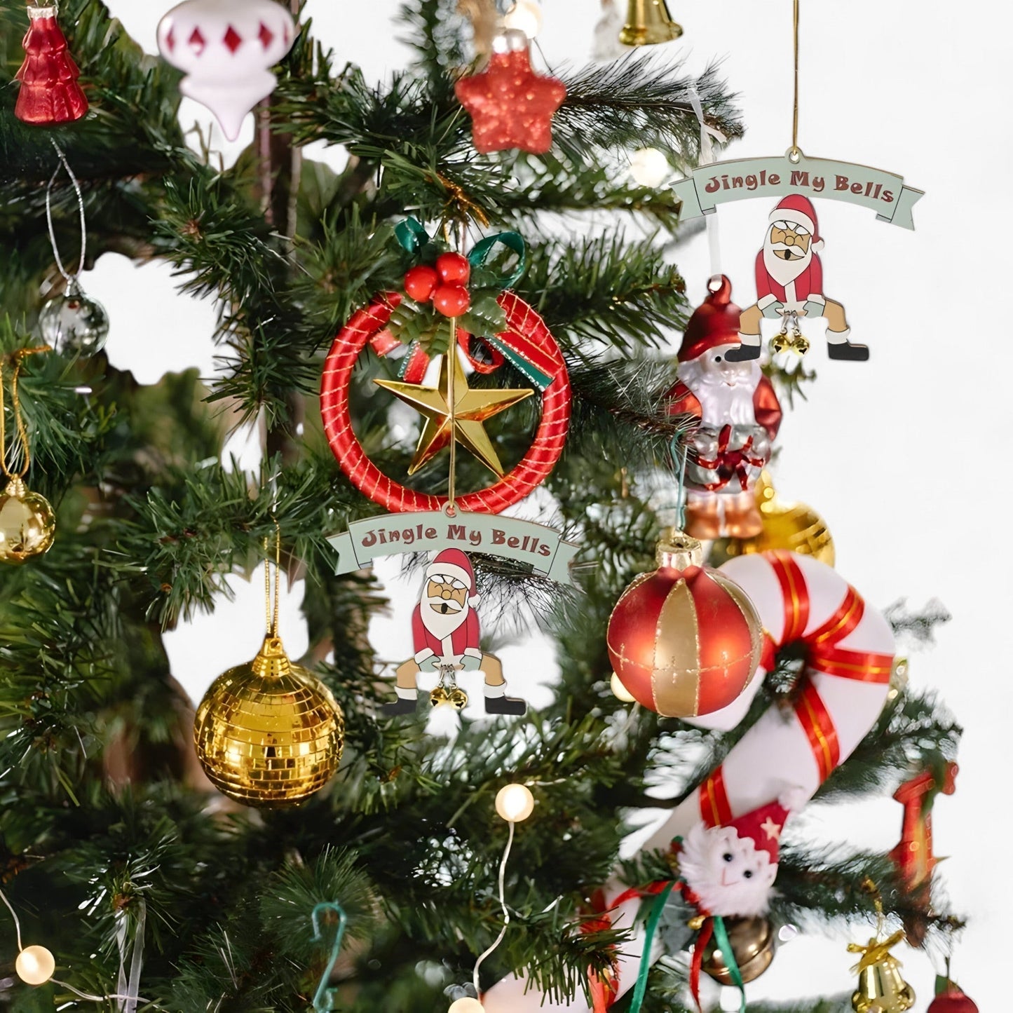 Lustiges Weihnachtsornament - Glockenaufhänger Weihnachtsmann für Weihnachtsbaum und Neujahrsdekoration