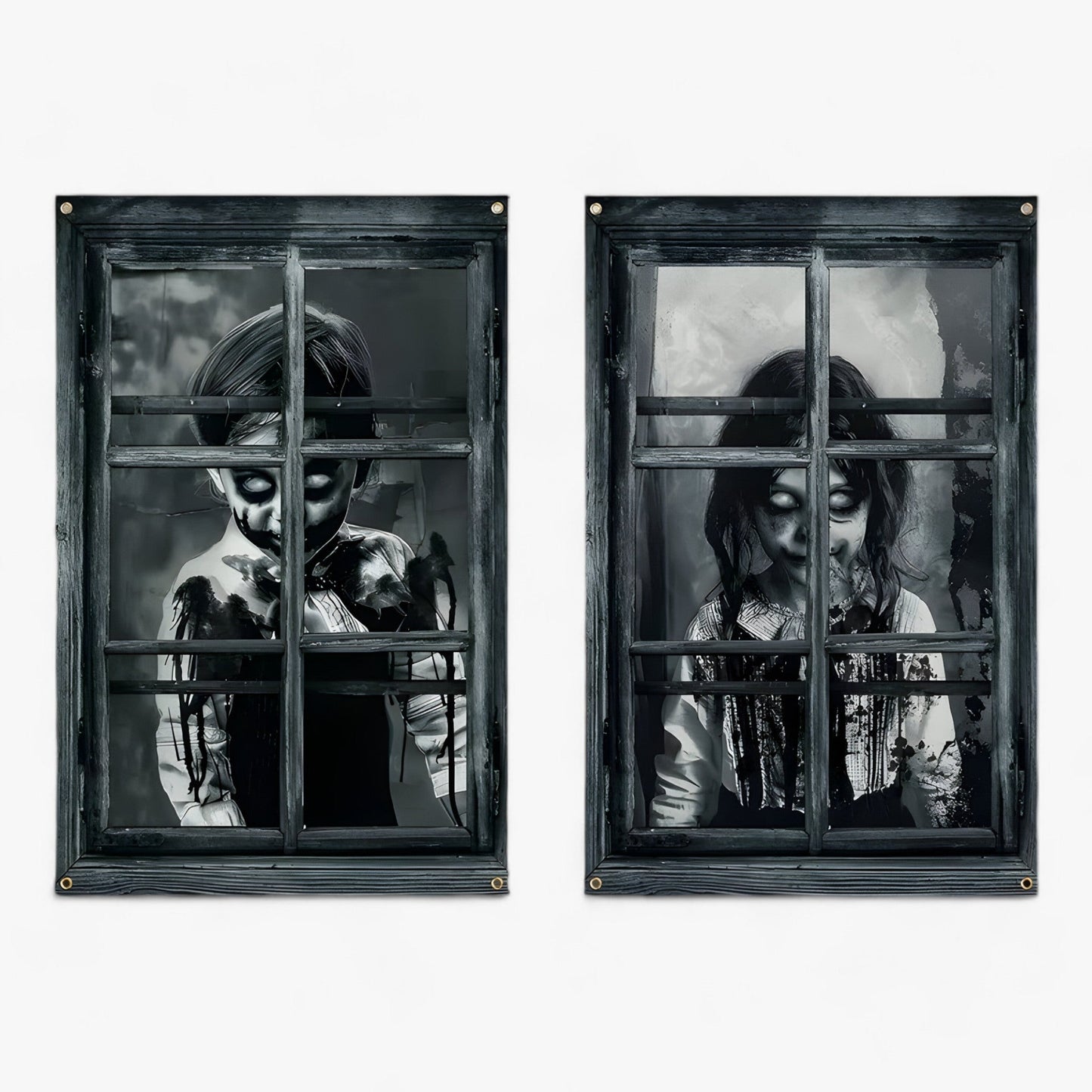 Blutdurstige Dunkelheit | Fenstervorhänge mit Halloween-Silhouette - Gruselige Horror-Dekoration