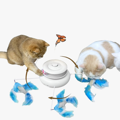 Jacob | Interaktives 4-in-1 Spiel für Katzen, wiederaufladbar, mit Schmetterling und Federn zum Jagen