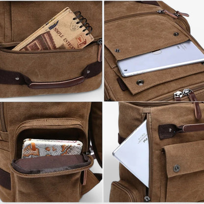 Enrique | Geräumiger Vintage Canvas-Rucksack mit Laptopfach
