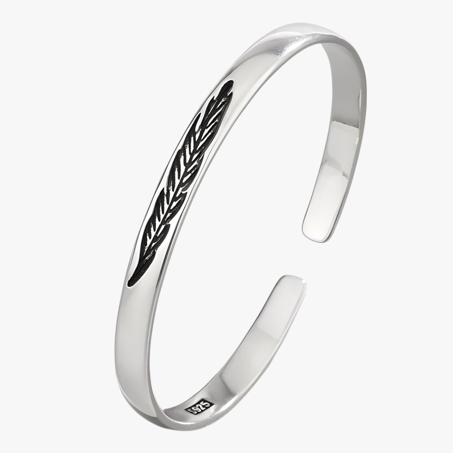 Jayce | Armband aus 925er Silber mit Goldener Feder im Vintage Punk Stil