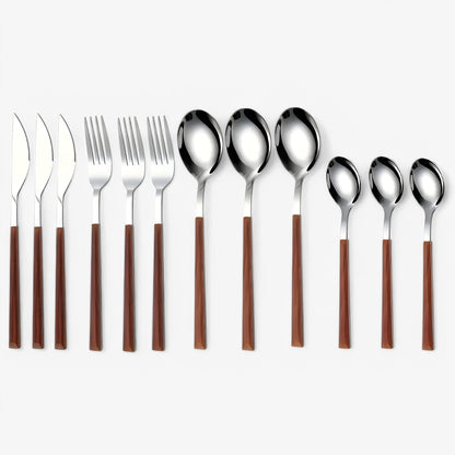 Minette | 12-teiliges Besteckset – Holzgriffe, spülmaschinenfest
