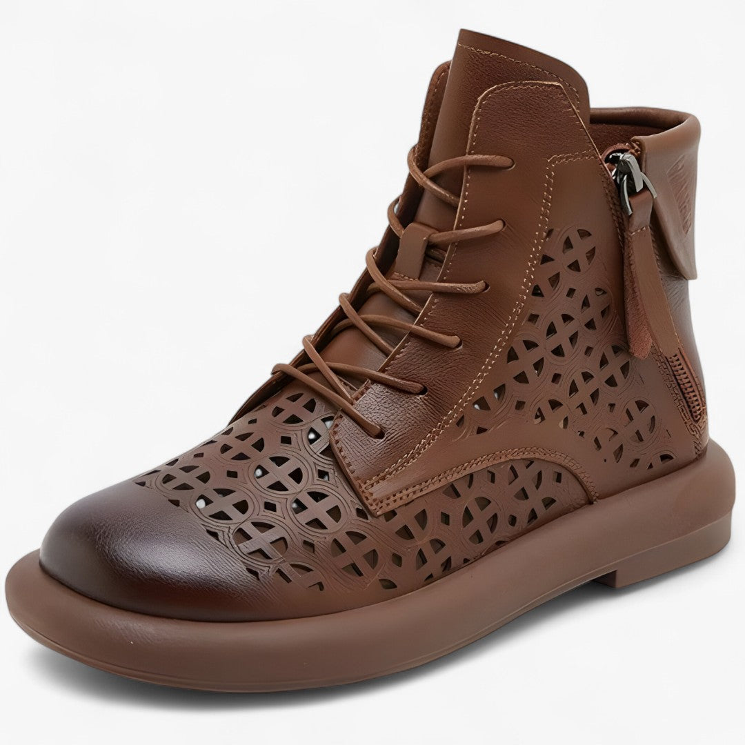 Clara | Durchbrochene Stiefeletten aus echtem Leder mit Stil