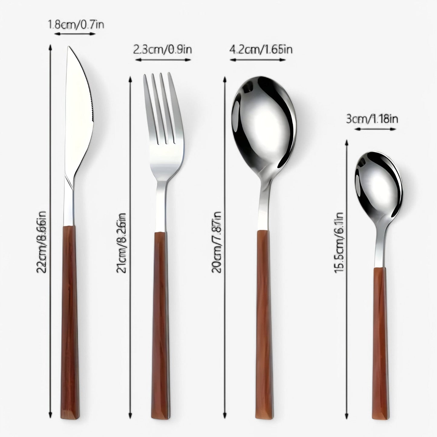 Minette | 12-teiliges Besteckset – Holzgriffe, spülmaschinenfest