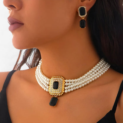 Lacteo Retro Eleganz: Mehrlagiges Perlen-Schmuckset für Damen