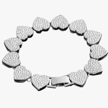 Emery | Tennisarmband mit Herz- und Kristallanhängern – Hip-Hop-Eleganz für jeden Anlass