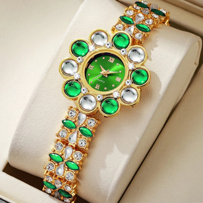 Lilliana | Elegante Armbanduhr mit Blumen-Zifferblatt aus Kristall
