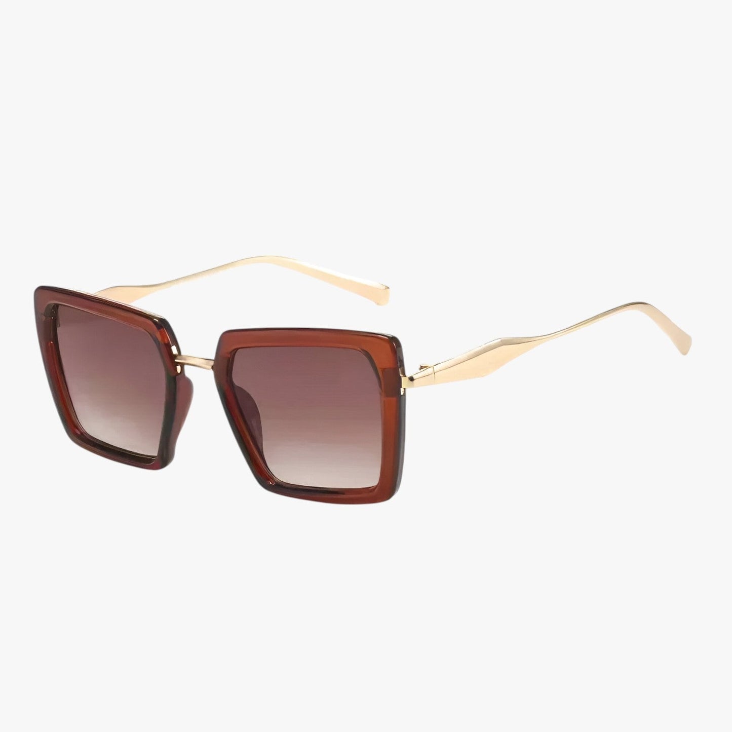 Riley | Vintage quadratische Sonnenbrille mit dunkelgrünen Gläsern