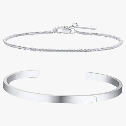 Philip | Set Herren-Stahlarmbänder mit schwarzen Details