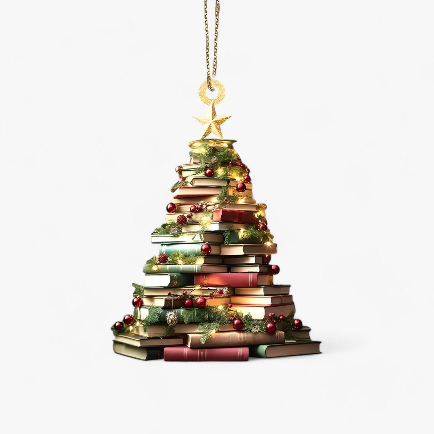 Bücherliebhaber | Pendelleuchte Bücher in flachem 2D-Acryl - Kreative Weihnachtsdekoration für Zuhause und Fenster