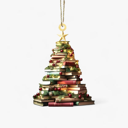 Bücherliebhaber | Pendelleuchte Bücher in flachem 2D-Acryl - Kreative Weihnachtsdekoration für Zuhause und Fenster