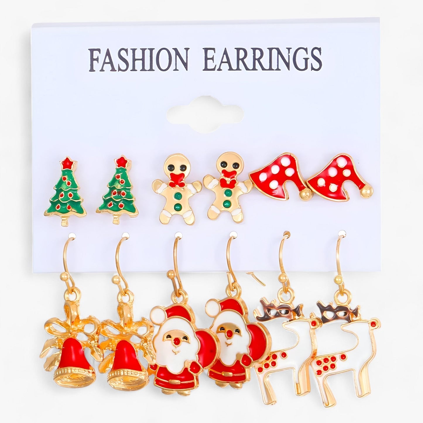 Sparkle | Set aus 6 Paar Weihnachtsohrringen - Funkelnde Designs aus Zirkonia
