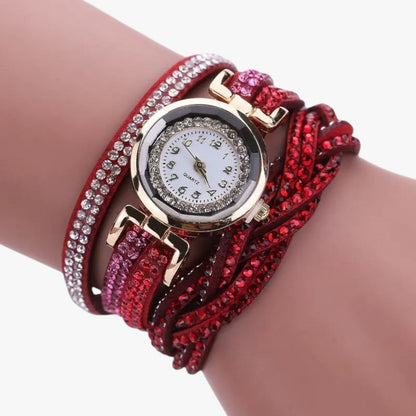 Heidi | Damenuhr mit langem Lederarmband: Eleganz und Glanz vereint