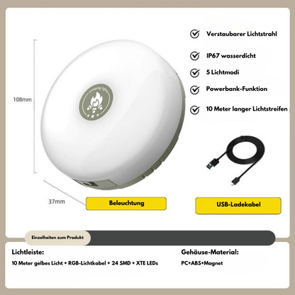 Atmospheric Light Roller™ | Nie wieder ohne Licht: tragbare und wiederaufladbare Außenbeleuchtung