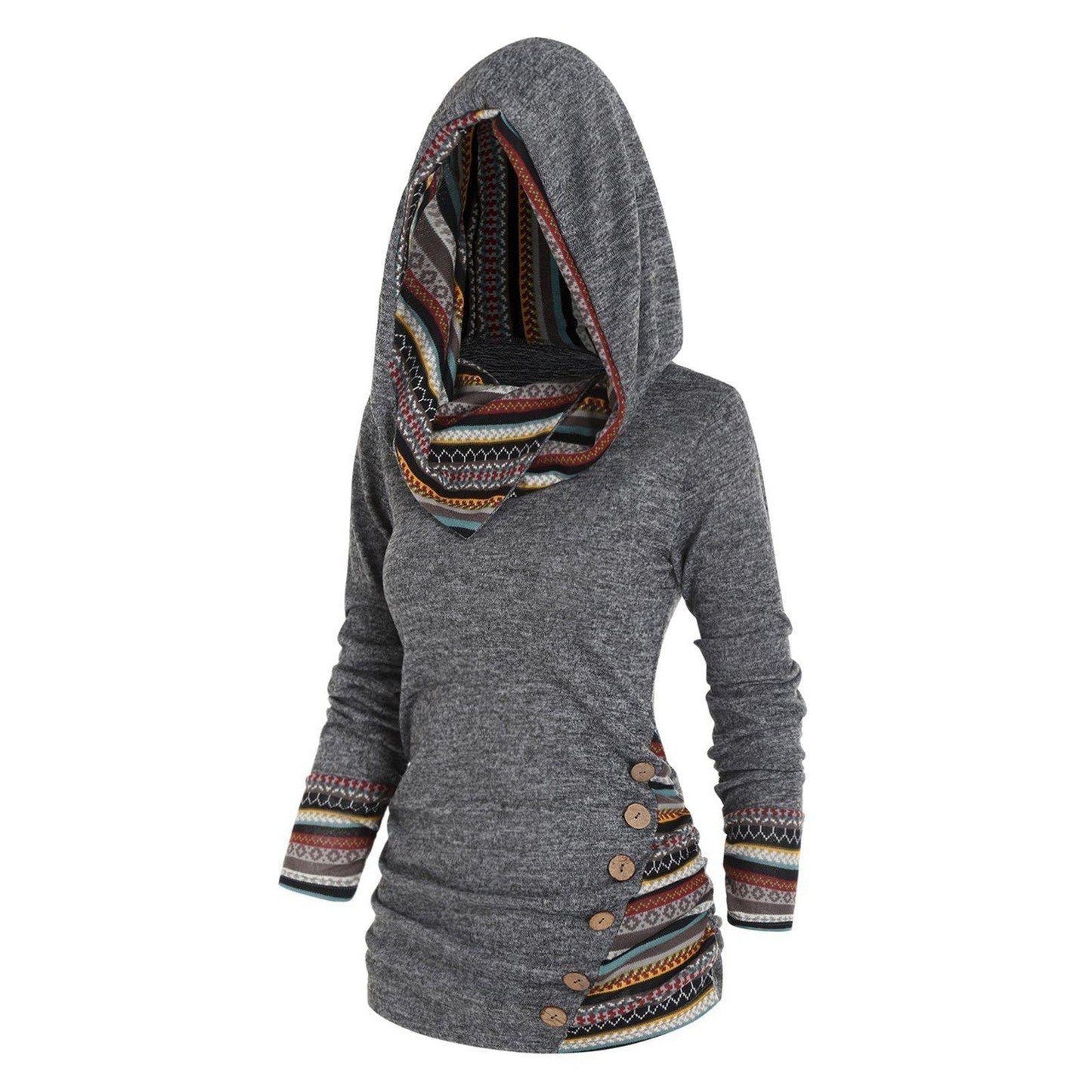 Lässiger Damen Kapuzenpullover mit Tribal-Muster – Tavira