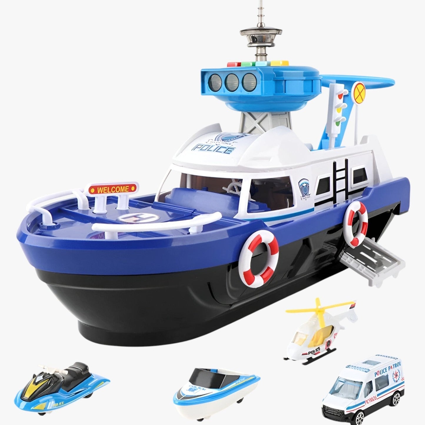 Drew | Leuchtendes Spielzeugboot mit Schwungantrieb