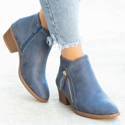 Stylische Damen Leder-Stiefeletten – Saphira