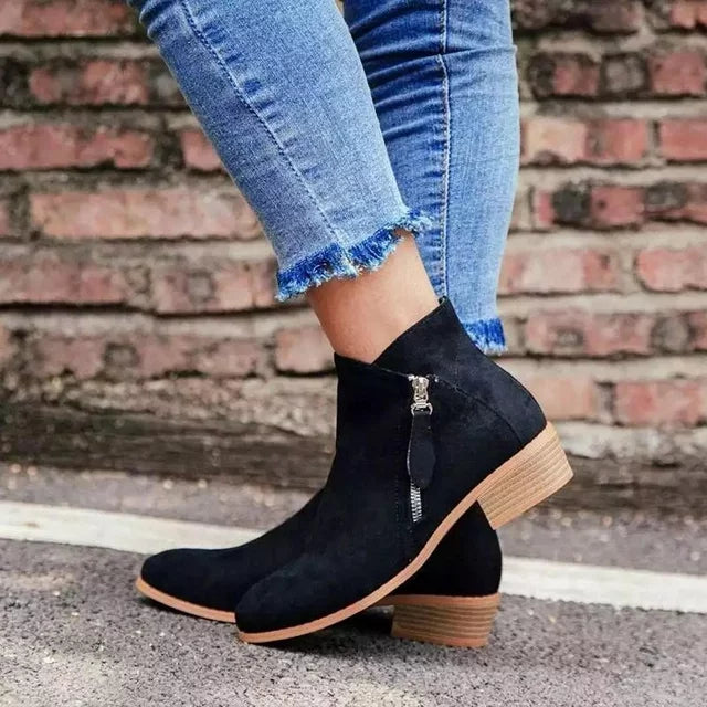 Stylische Damen Leder-Stiefeletten – Saphira