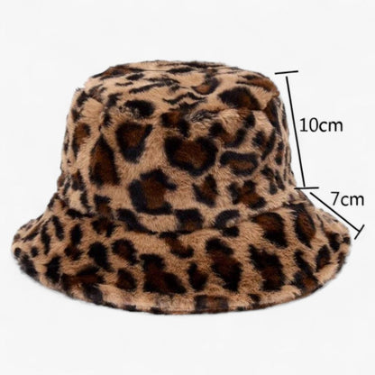 Jasmijn - Winterkappe mit Leopardenmuster aus Kunstpelz