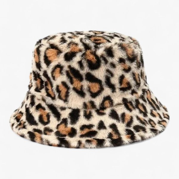 Jasmijn - Winterkappe mit Leopardenmuster aus Kunstpelz