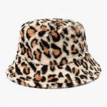 Jasmijn - Winterkappe mit Leopardenmuster aus Kunstpelz