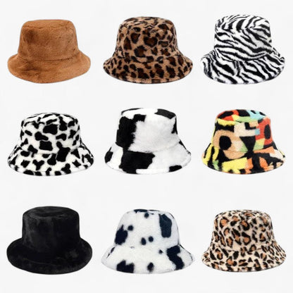 Jasmijn - Winterkappe mit Leopardenmuster aus Kunstpelz