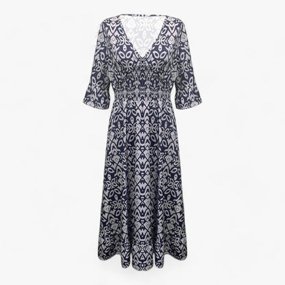 Großes Florales V-Ausschnitt-Kleid - Perfekt für Strandurlaube