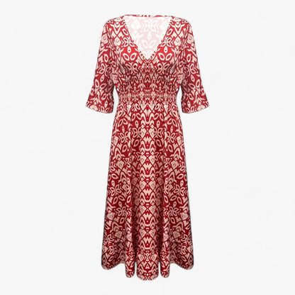 Großes Florales V-Ausschnitt-Kleid - Perfekt für Strandurlaube