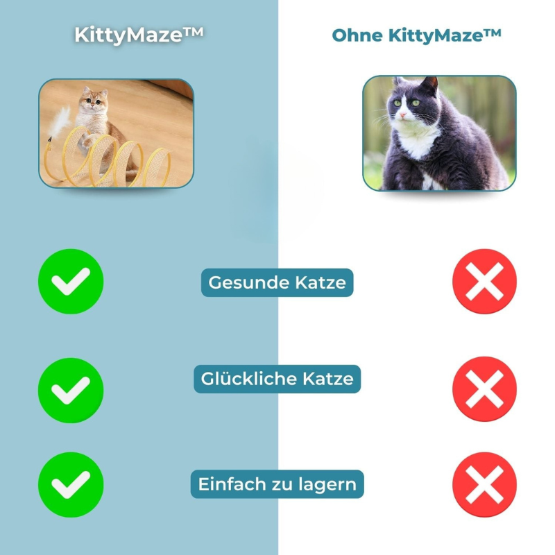 KittyMaze™ | Faltbarer Katzentunnel mit integrierten Spielzeugen