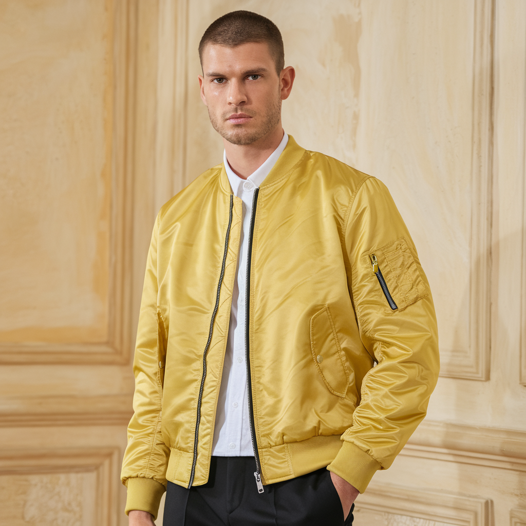 Aero | Pilotjacke für Herren – Stehkragen Fliegerjacke Einfarbig