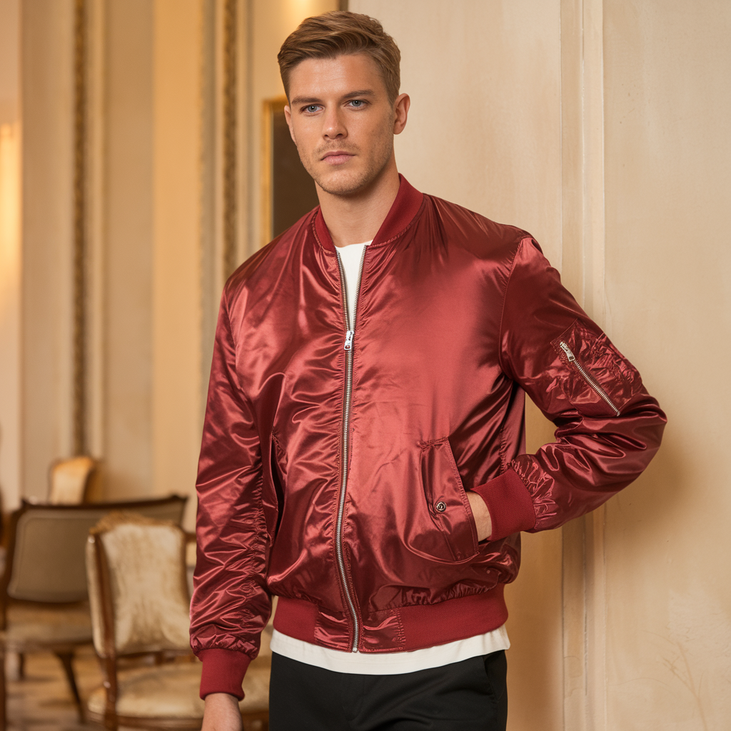 Aero | Pilotjacke für Herren – Stehkragen Fliegerjacke Einfarbig