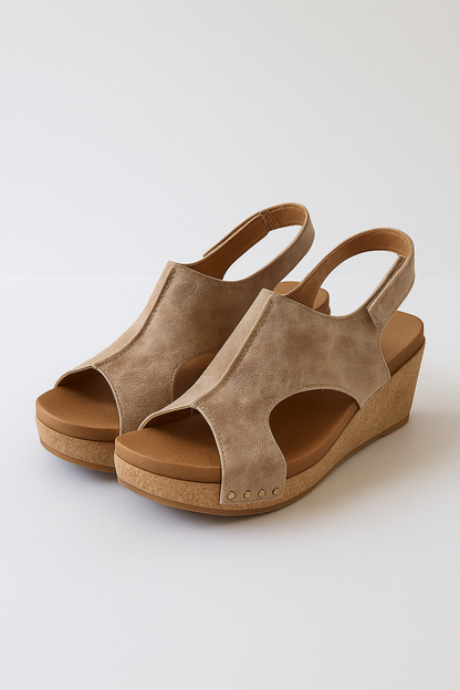 Sienna | Damen Keilsandalette aus Wildleder mit Korksohle