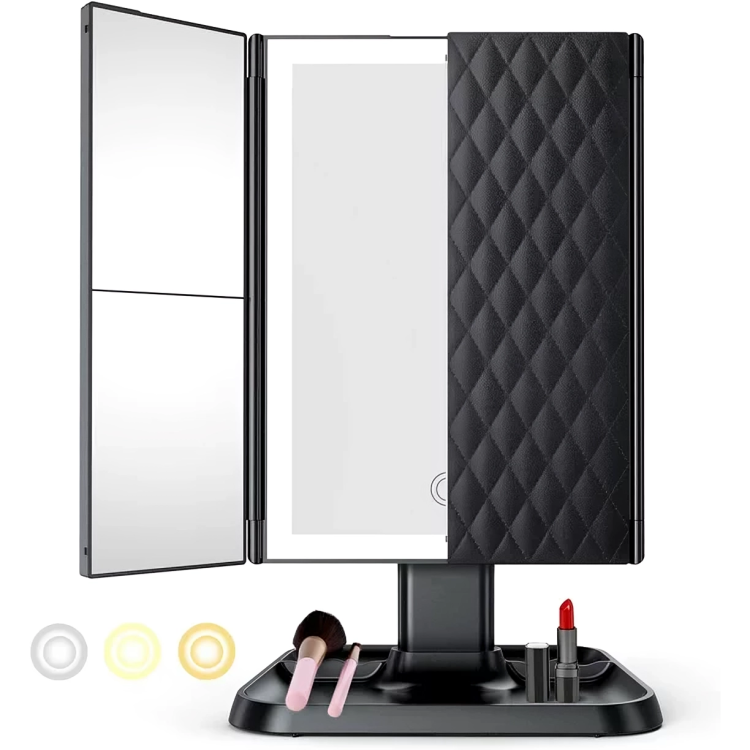LuxeLite™ Aufklappbarer 3-Panel-LED-Spiegel für präzises Make-up