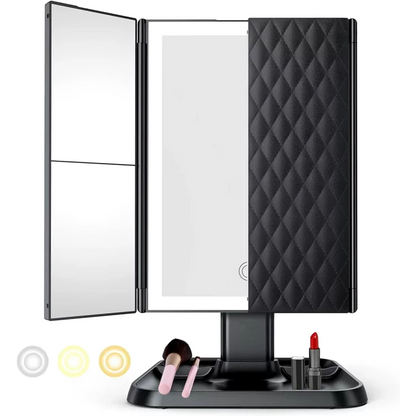 LuxeLite™ Aufklappbarer 3-Panel-LED-Spiegel für präzises Make-up