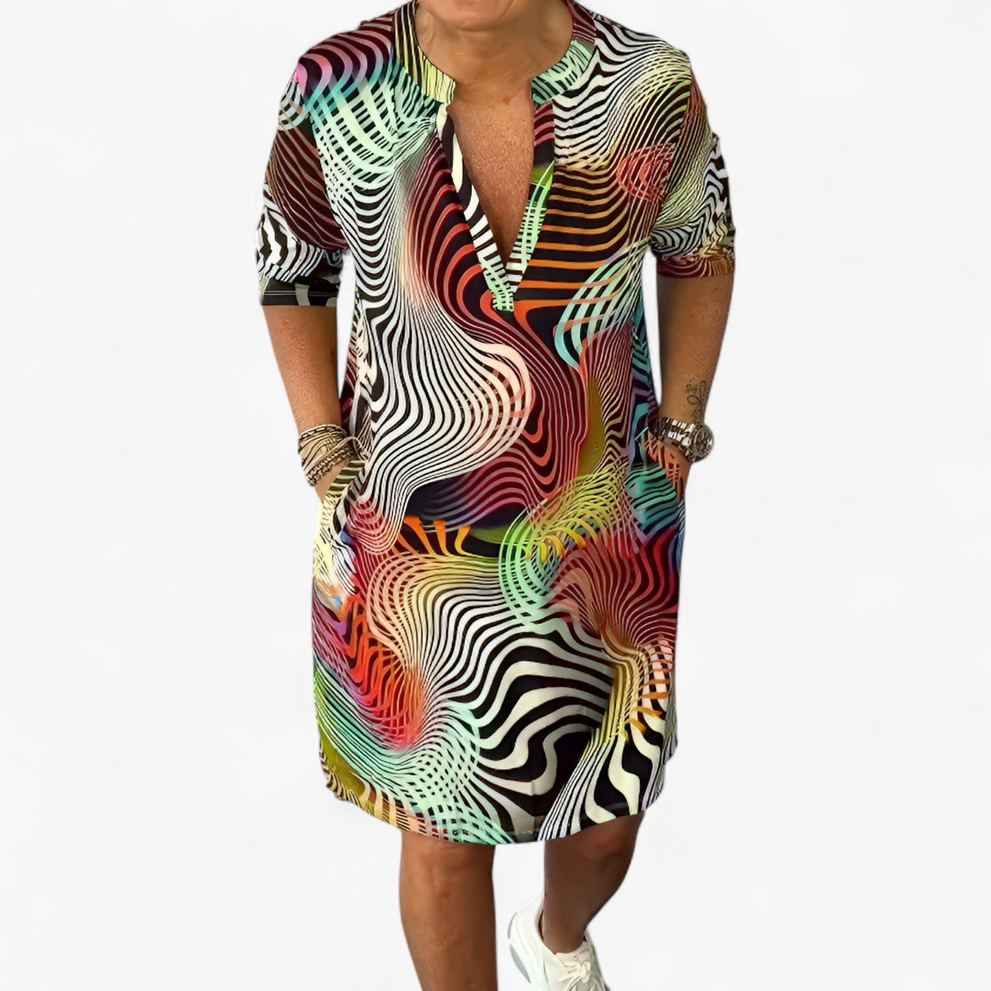 Katherine | Dehnbares Kleid mit V-Ausschnitt für Frauen