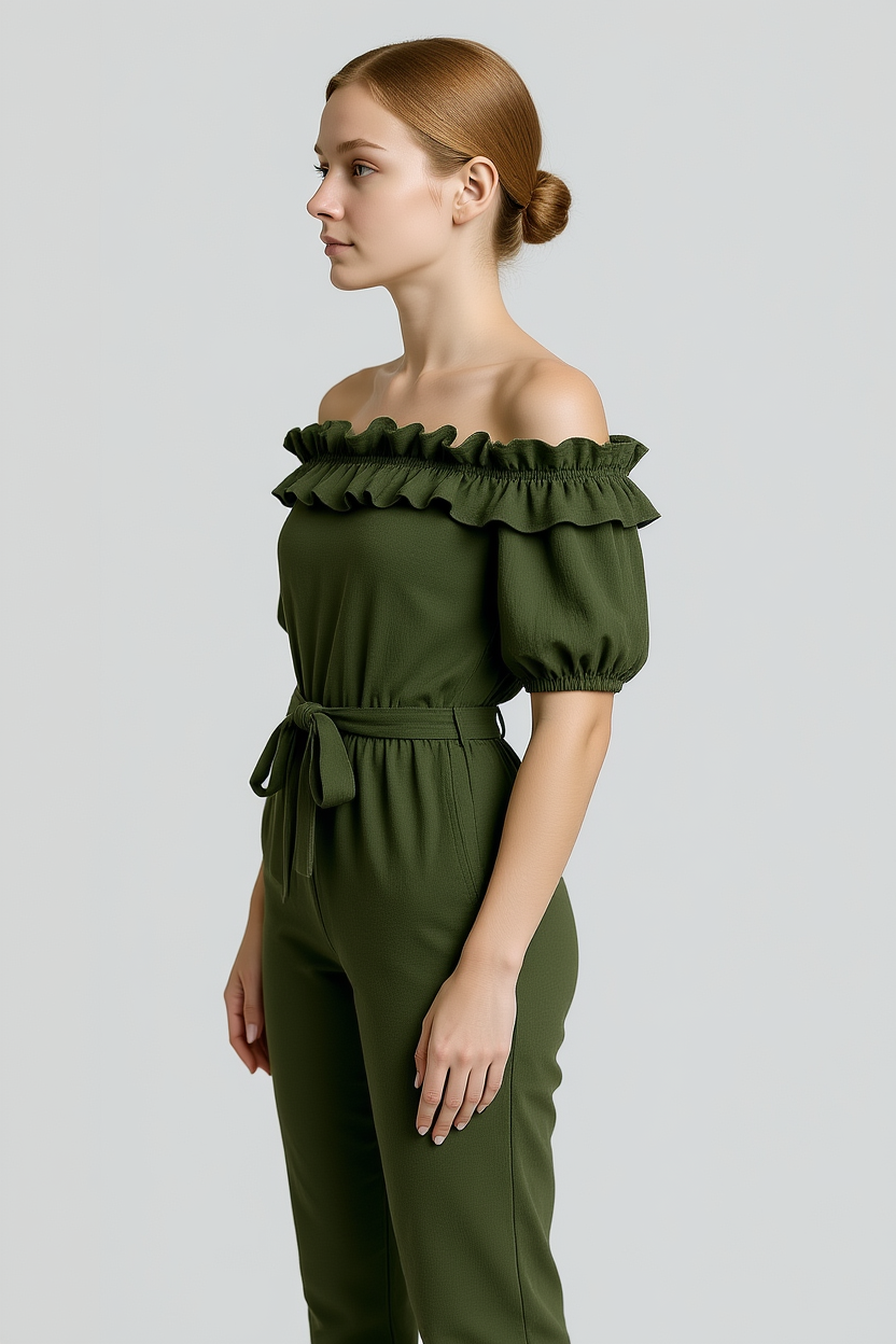 Emma | Damen Eleganter Jumpsuit Mit Volantärmeln