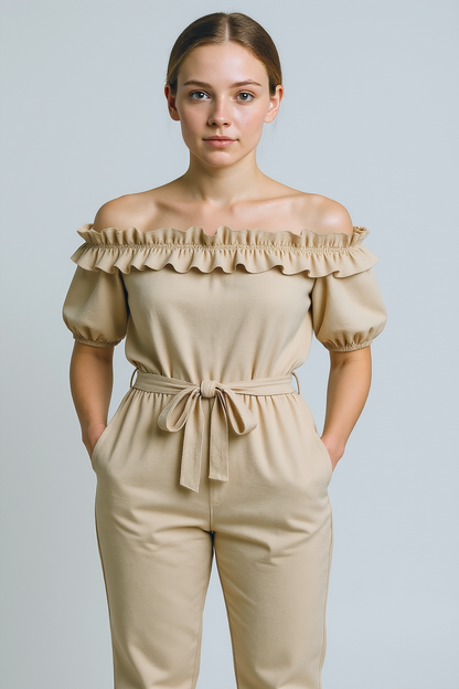 Emma | Damen Eleganter Jumpsuit Mit Volantärmeln