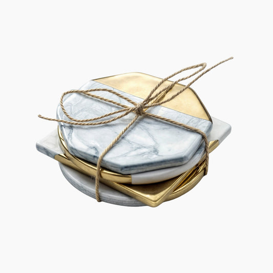 Untersetzer-Set aus elfenbeinfarbenem Marmor | Elegante und langlebige Untersetzer