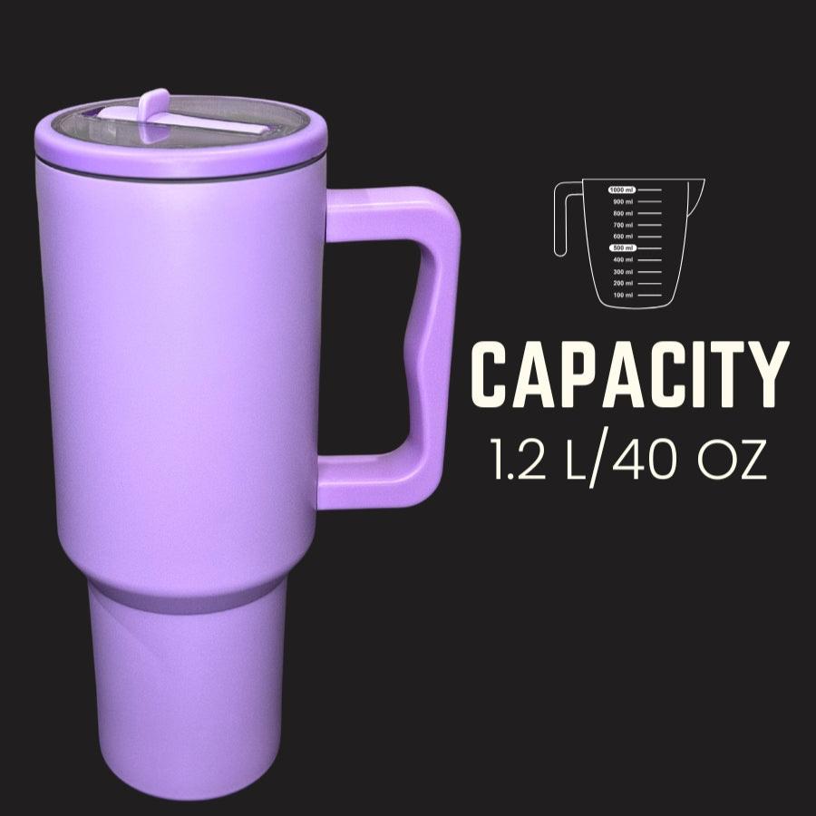 HydroMax™ | Isolierter 40-oz-Trinkbecher mit Griff und ausklappbarem Gummistrohhalm