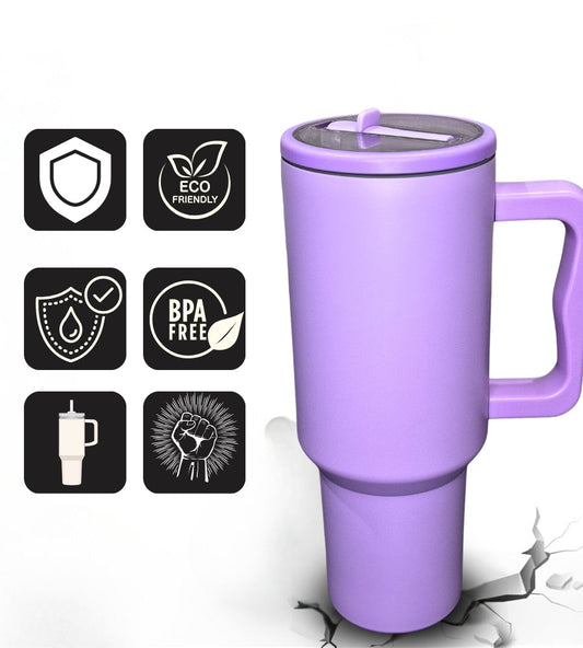 HydroMax™ | Isolierter 40-oz-Trinkbecher mit Griff und ausklappbarem Gummistrohhalm