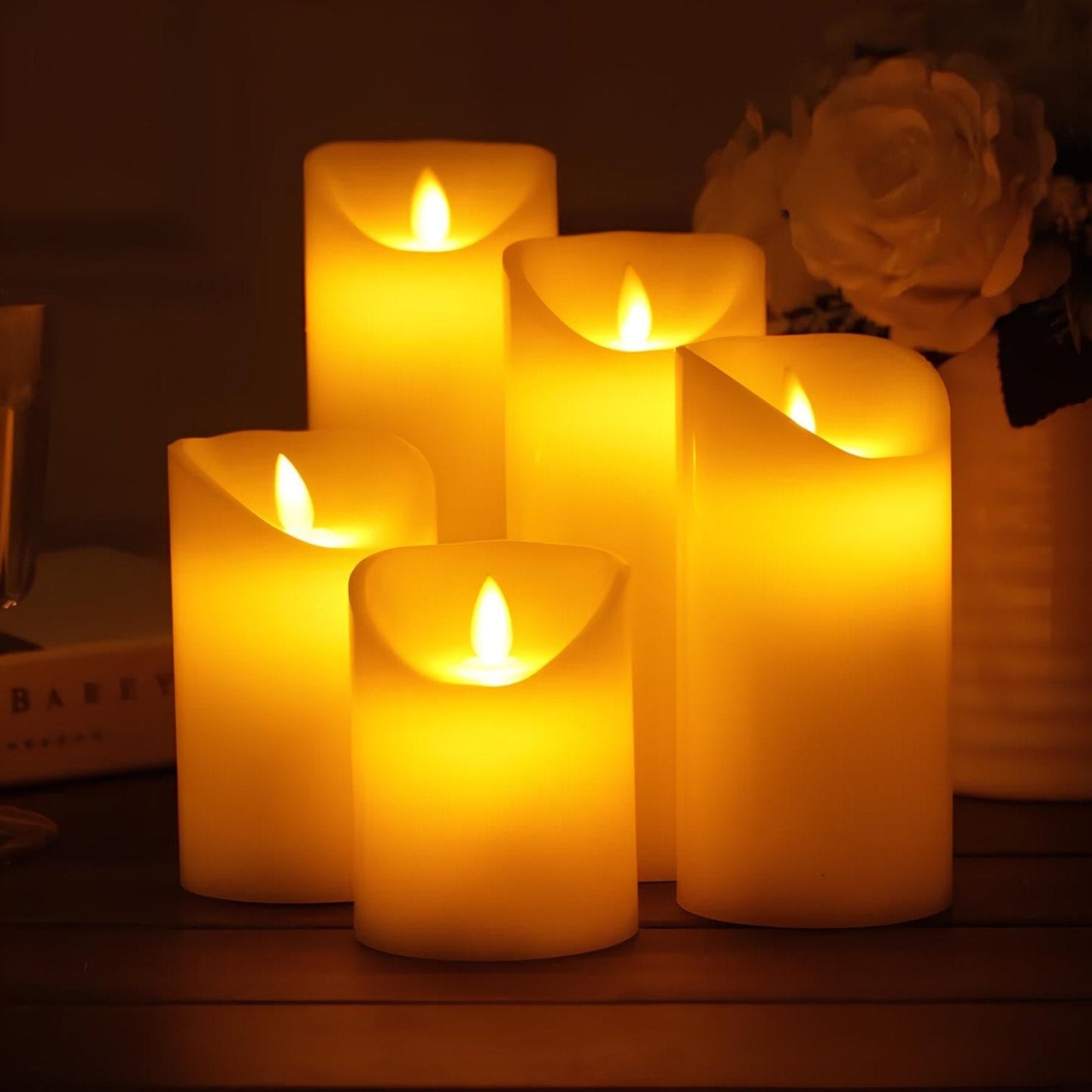 LED-Kerzen Set, flammenlos, warmweiß, realistisch, Dekoration, Wohnzimmer, romantisch